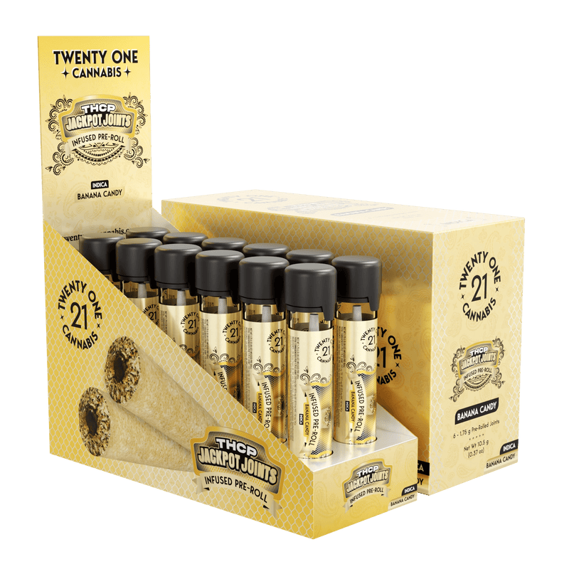 Twenty One - Prerolls - 1.75g - THCP - Jackpot Joints - 12ct Display - Banana Candy - Bandit Distribution