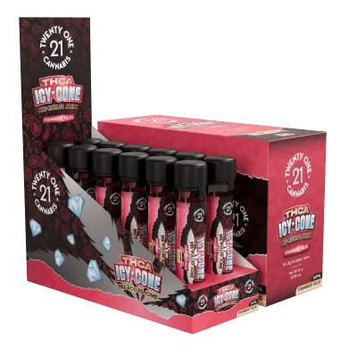 Twenty One - Prerolls - 2g - THCa - Icy Cones - Strawberry Fields (Sativa) - Display - 12 Rolls - Bandit Distribution