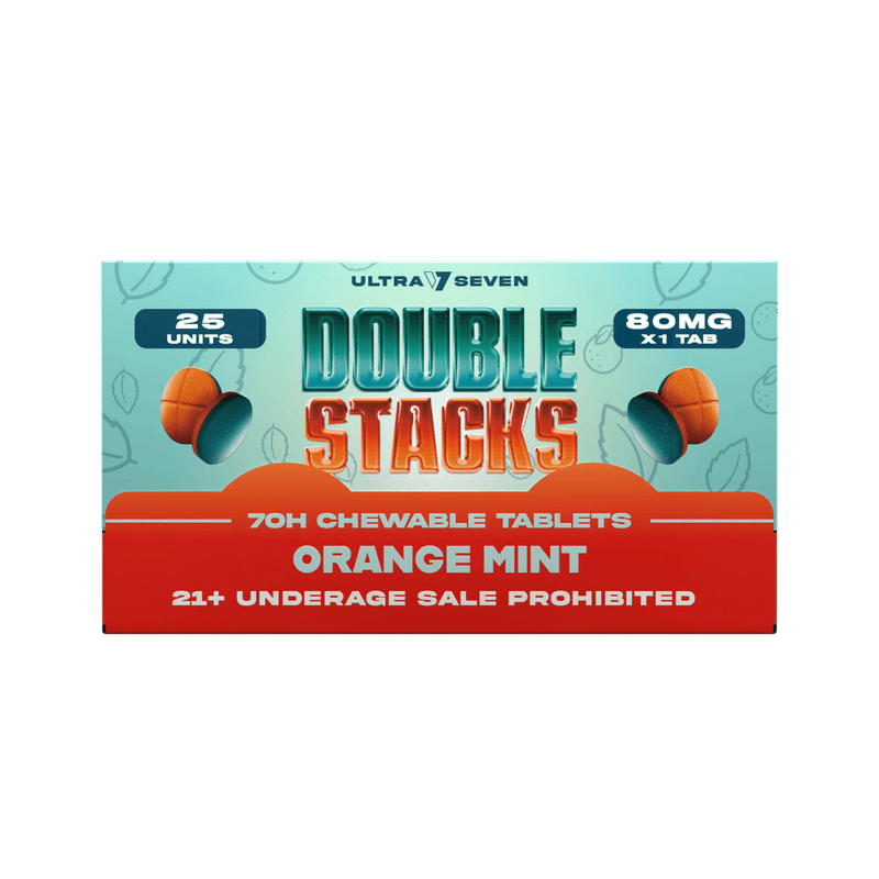 Ultra 7 Double Stacks 7 - Oh Tabs 80mg Each - 25 Unit Display - Orange Mint - Bandit Distribution