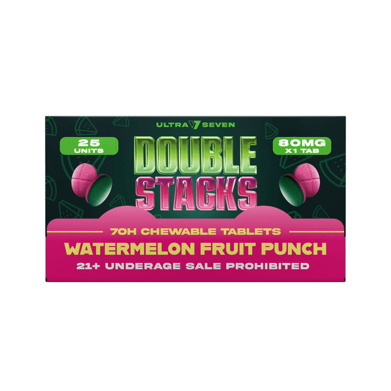 Ultra 7 Double Stacks 7 - Oh Tabs 80mg Each - 25 Unit Display - Watermelon Fruit Punch - Bandit Distribution