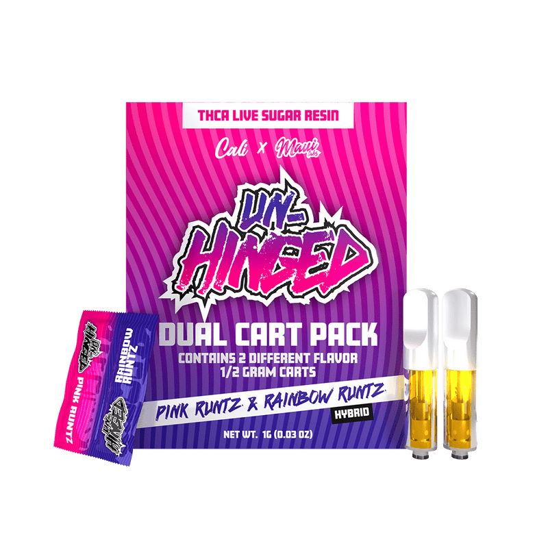 Un Hinged Dual Cart Packs THCA Live Sugar - Pink Runtz + Rainbow Runtz - Bandit Distribution