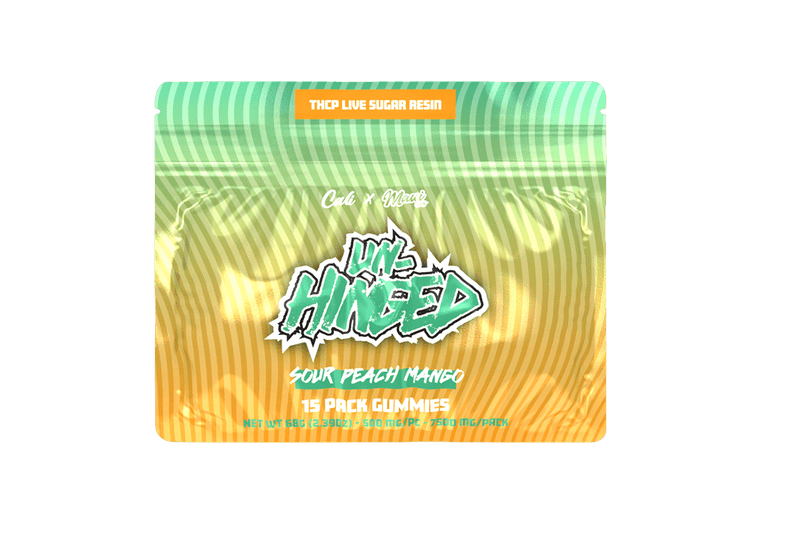 Un - Hinged Thcp Live Sugar Resin Gummies - 15ct - Sour Peach Mango - Bandit Distribution