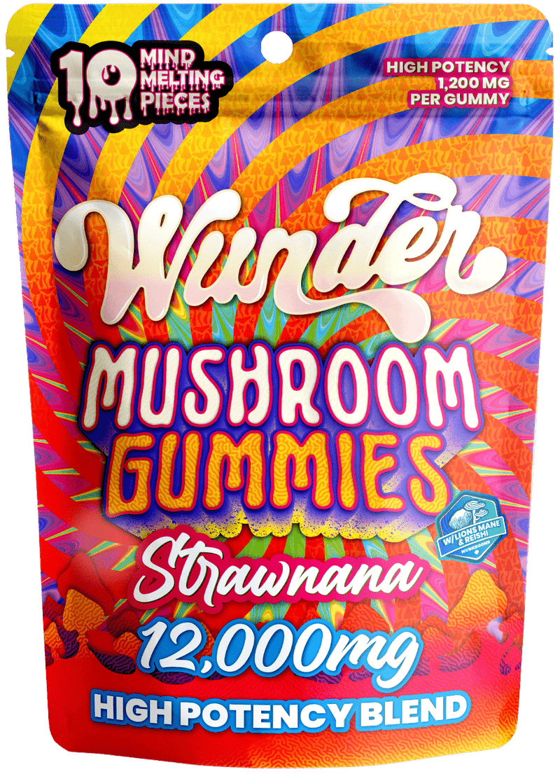 Wunder 12,000mg Ultra High Potency Entheogenic Nootropic Blend Mushroom Gummies - Strawnana - Bandit Distribution