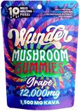 Wunder 12,000mg+1500mg Kava Ultra High Potency Entheogenic Nootropic Blend Mushroom Gummies - Grape - Bandit Distribution