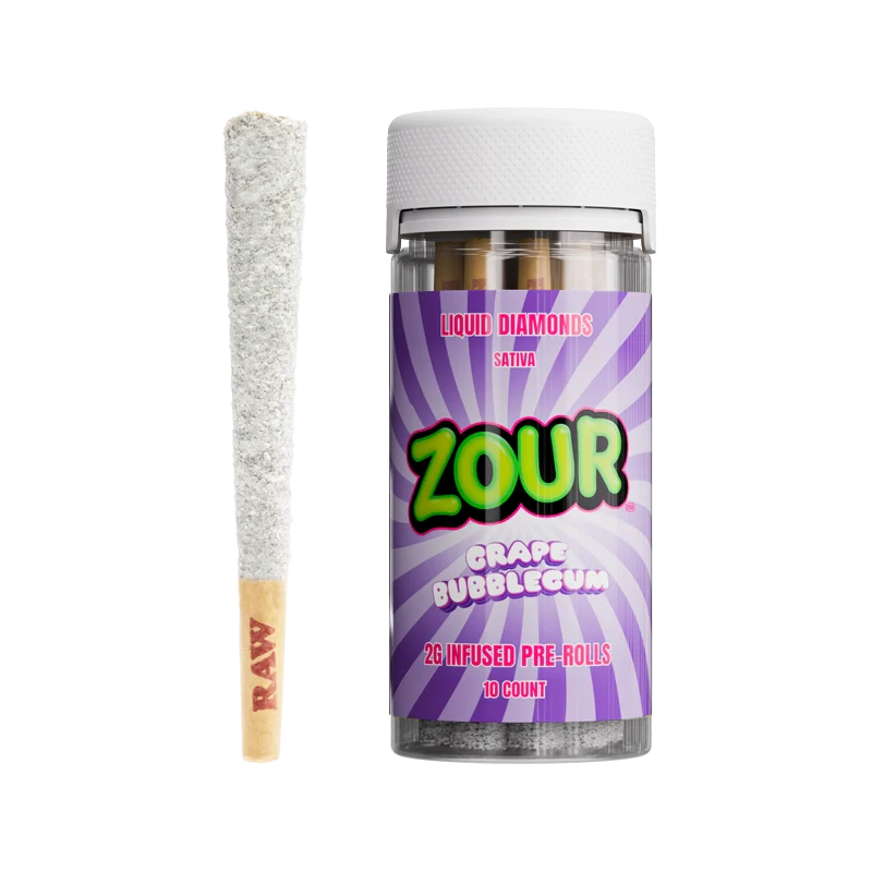 Zour Stash 10ct 2g Thca Liquid Diamond Pre Rolls - Grape Bubblegum - Bandit Distribution