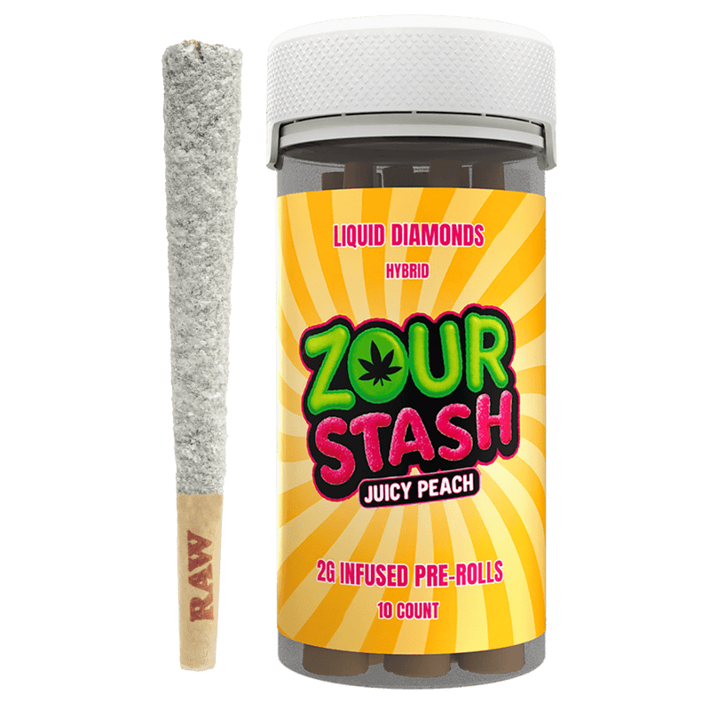 Zour Stash 10ct 2g Thca Liquid Diamond Pre Rolls - Juicy Peach - Bandit Distribution