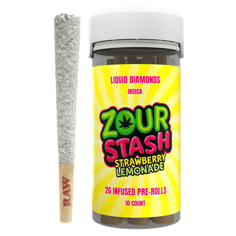 Zour Stash 10ct 2g Thca Liquid Diamond Pre Rolls - Strawberry Lemonade - Bandit Distribution