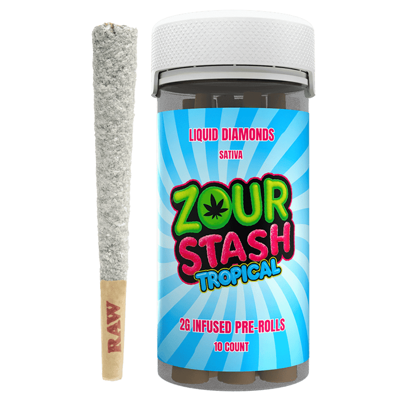 Zour Stash 10ct 2g Thca Liquid Diamond Pre Rolls - Tropical - Bandit Distribution
