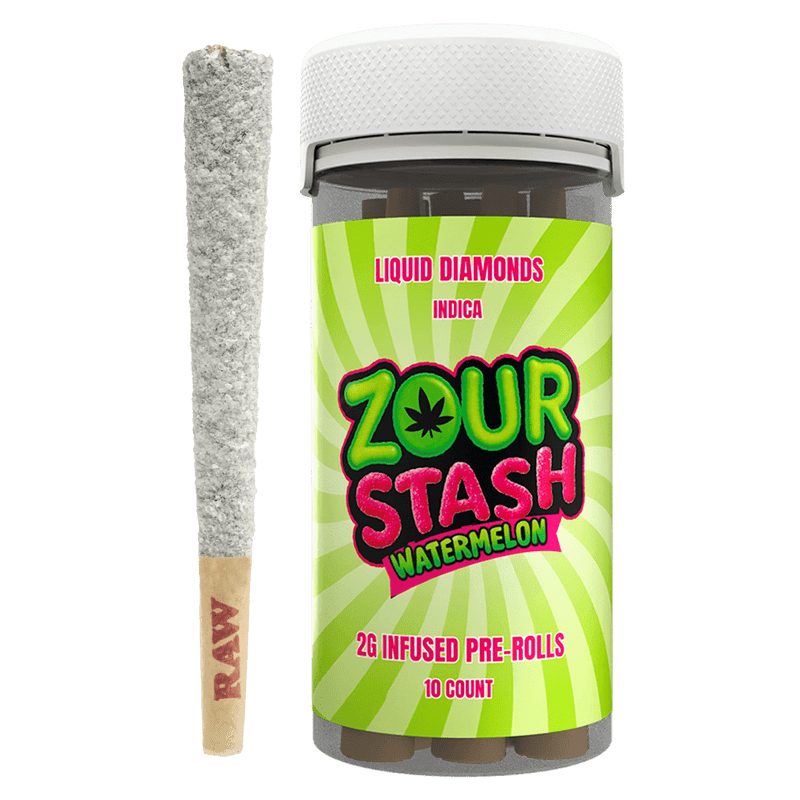 Zour Stash 10ct 2g Thca Liquid Diamond Pre Rolls - Watermelon - Bandit Distribution