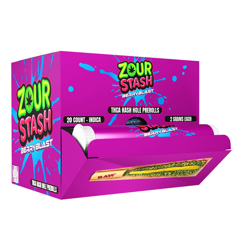 Zour Stash Hash Holes - THCA - 20ct Display - Berry Blast - Bandit Distribution