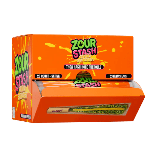 Zour Stash Hash Holes - THCA - 20ct Display - Citrus Sunburst - Bandit Distribution