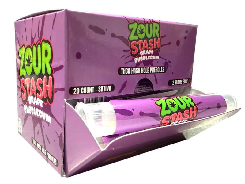 Zour Stash Hash Holes - THCA - 20ct Display - Grape Bubblegum - Bandit Distribution