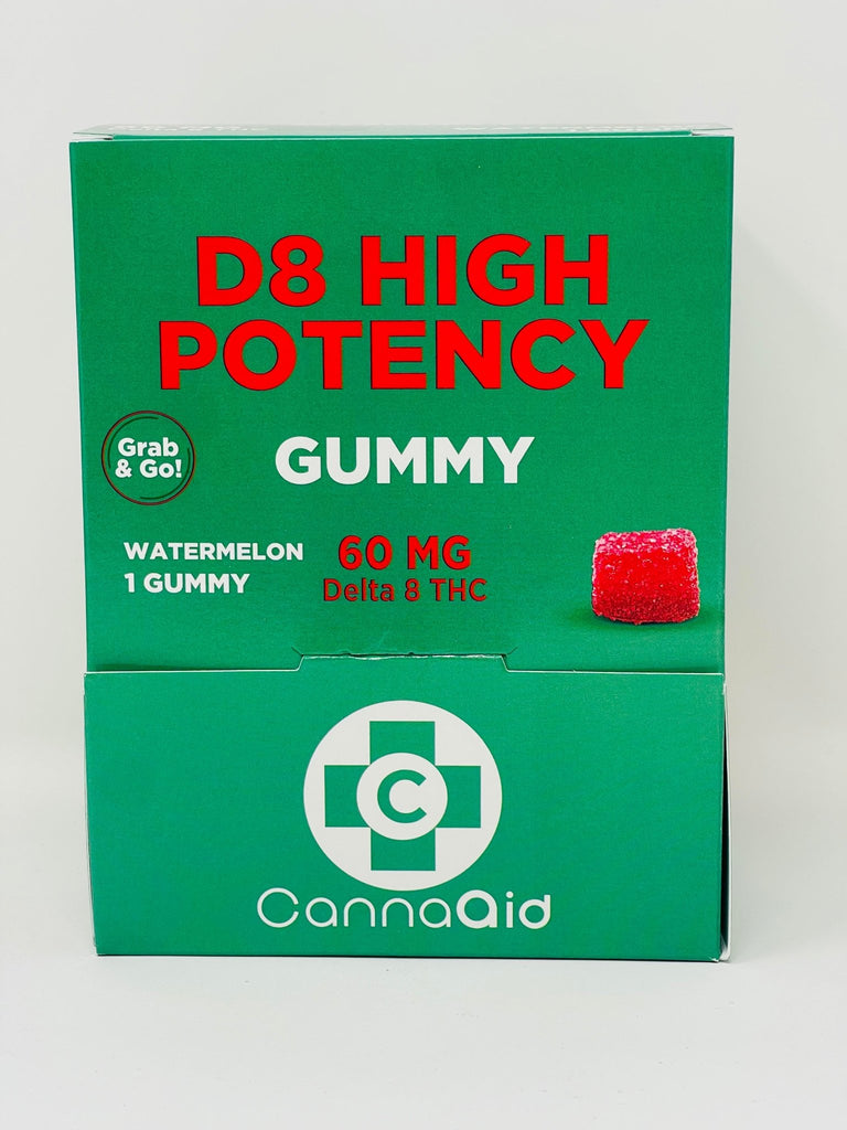 CannaAid Delta 8 THC Gummies - High potency 50 Count POS Box - 60mg each - Watermelon