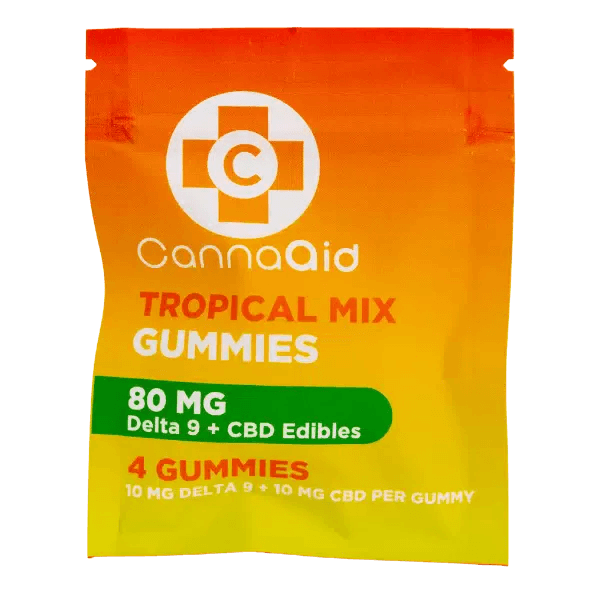 CannaAid Delta 9 + CBD Gummies - 30 Count POS Box - Tropical Mix