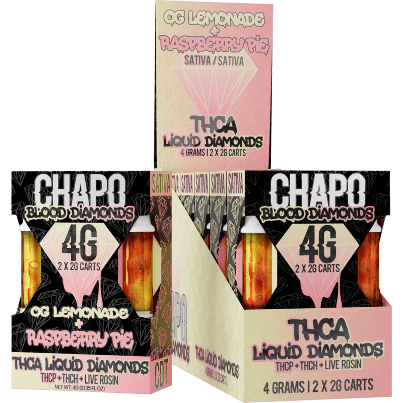 Chapo Extrax Blood Diamond 4g Duo Carts - OG Lemonade + Raspberry Pie - HempWholesaler.com