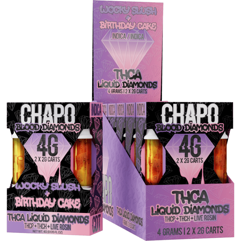 Chapo Extrax Blood Diamond 4g Duo Carts - Wocky Slush + Birthday Cake - HempWholesaler.com