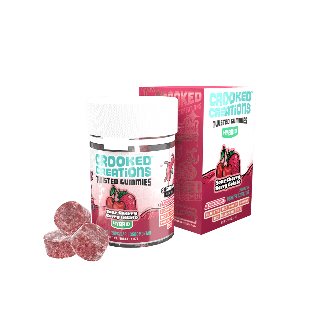 Crooked Creations 3500mg Twisted Gummies - Sour Cherry Berry Gelato - Bandit Distribution