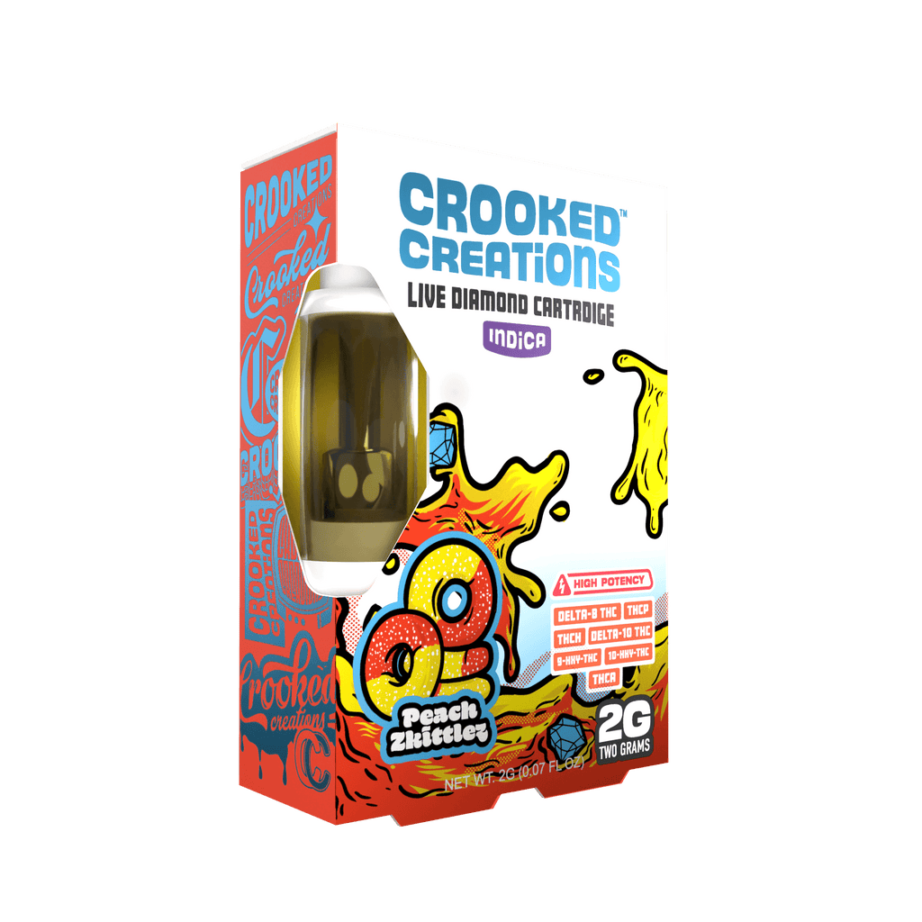 Crooked Creations Live Diamond Cartridges 2g - Peach Rainbow Candy - Bandit Distribution