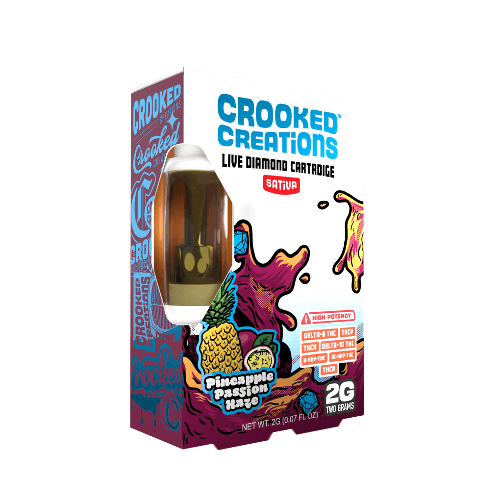 Crooked Creations Live Diamond Cartridges 2g - Pineapple Passion Haze - Bandit Distribution