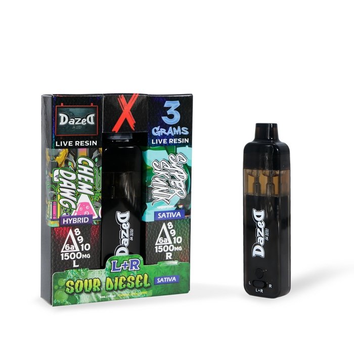 Dazed8 3g Live Resin Disposable - Sour Diesel Blend - D10D6A/D8/D9/D10