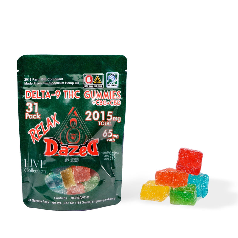 Dazed8 CBG+CBD+Delta 9 "Relax" Gummies - 31pc (65mg Each)