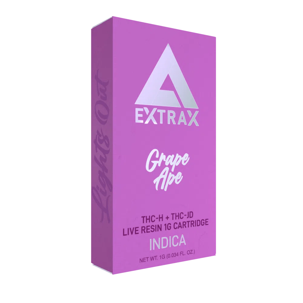 Delta Extrax - Lights Out 1g Cart - Blends w/ Live Resin - Grape Ape - HempWholesaler.com