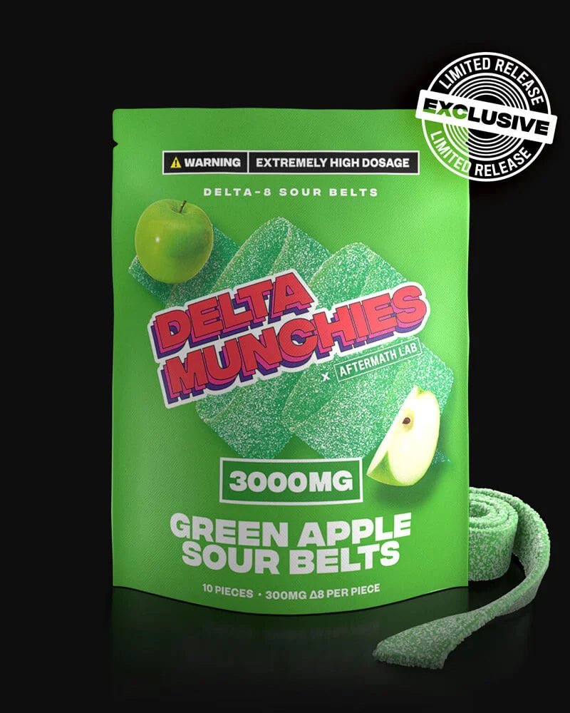 Delta Munchies - 3000mg Delta 8 Sour Belts Green Apple
