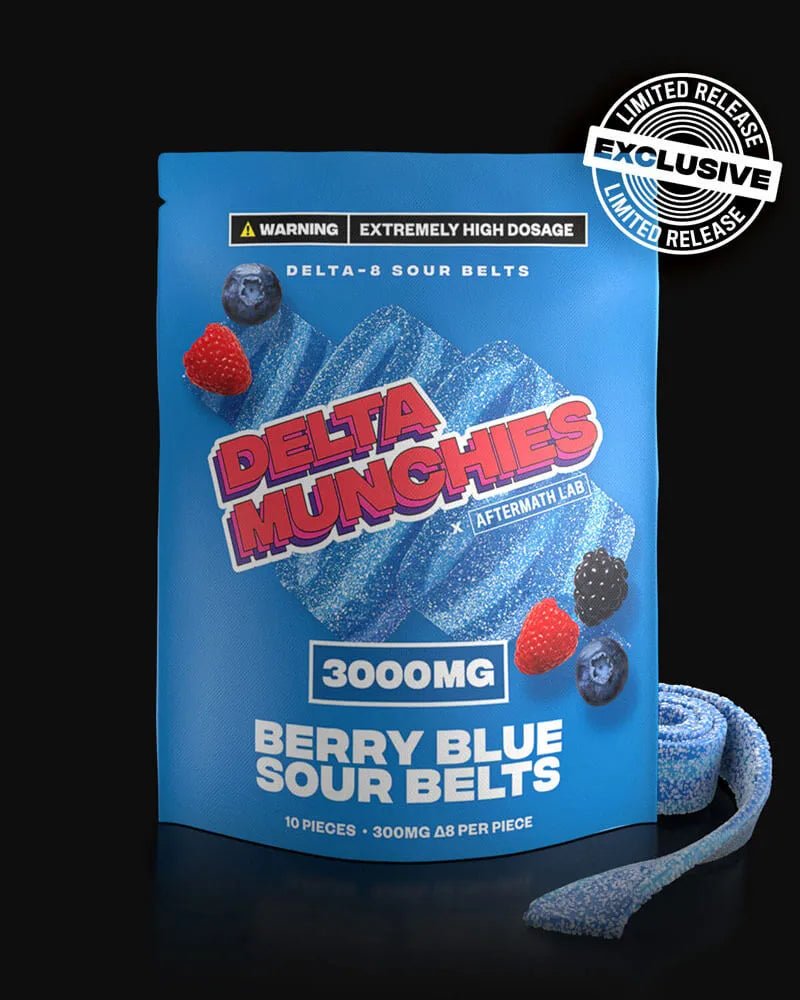 Delta Munchies - 3000mg Delta 8 Sour Belts Berry Blue