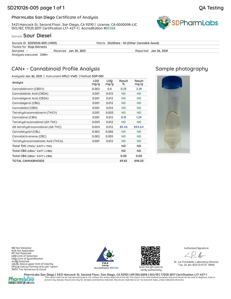OCHO Extracts Delta 8 THC Vape Cartridge 1 ml - Sour Diesel