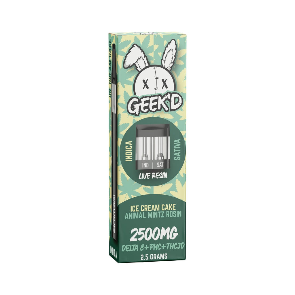 Geek'D Extracts - D8 + PHC + THCJD Live Resin 2.5 Gram Disposable - Ice Cream Cake & Animal Mintz Rosin - Bandit Distribution