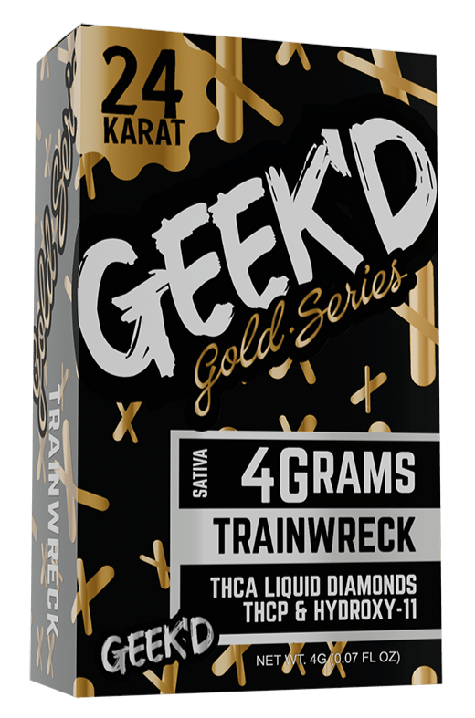Geek'D Gold Series 4g Disposable - Thca Liquid Diamonds/ThcP/Hydroxy- 11 - Trainwreck - HempWholesaler.com