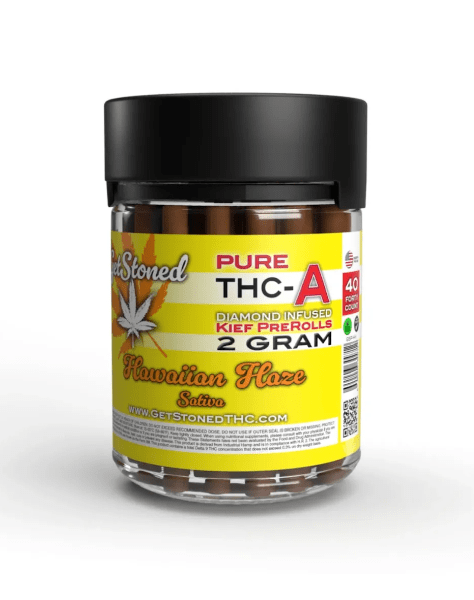Get Stoned Pure THCA Pre Rolls -40ct Jar - 80 Grams Total - Hawaiian Haze - Bandit Distribution