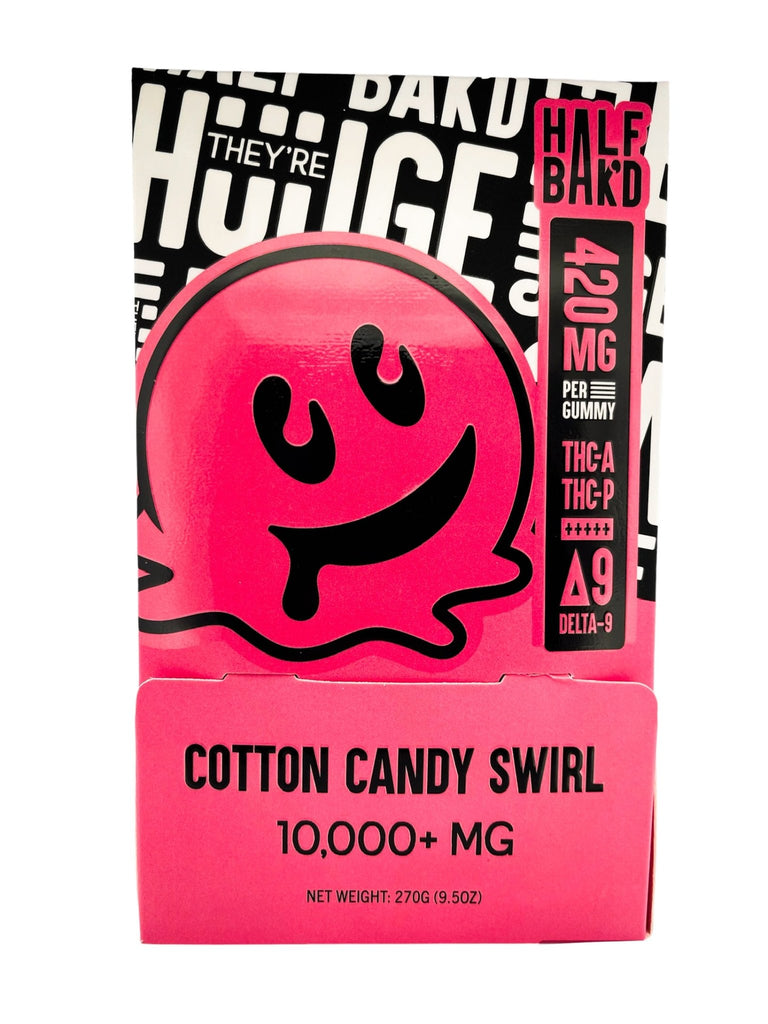 Half Bak'd Thca/D9/Thcp Sumo 2pc Gummies 30pk Display 10,000mg - Cotton Candy Swirl - HempWholesaler.com