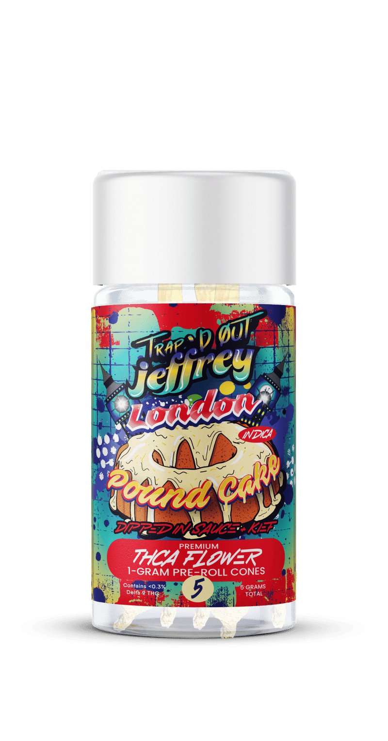 HiXotic - "Trap'D Out Jeffrey" 5 Pack THCA Prerolls - London Pound Cake (Indica) - HempWholesaler.com