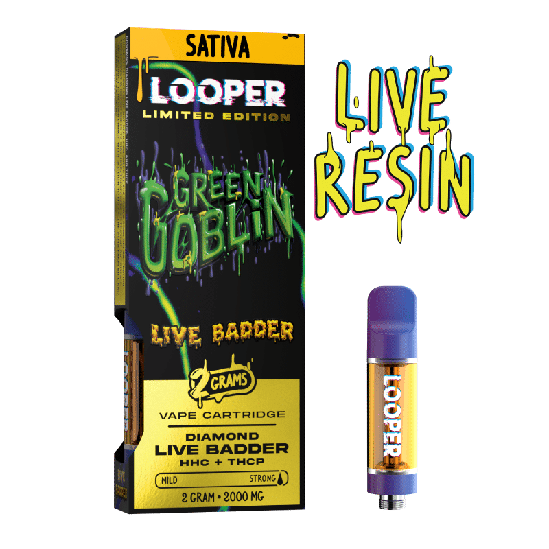 Looper Live Diamond Badder 2g Cartridges - Green Goblin - HempWholesaler.com