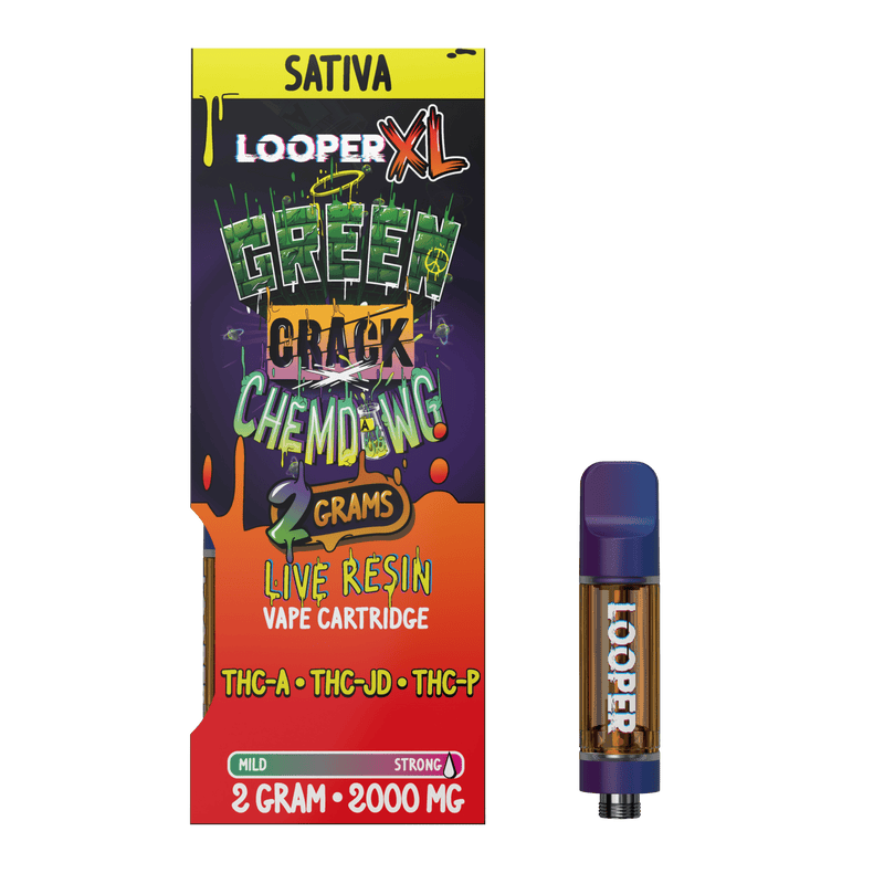 Looper XL Series Live Resin 2g Carts - Green Crack x Chemdawg (THCA / THC-JD / THCP) - HempWholesaler.com