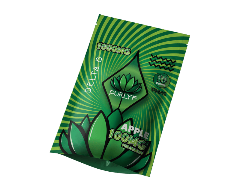 Purlyf Delta 8 Gummies - Apple - 1000mg - HempWholesaler.com