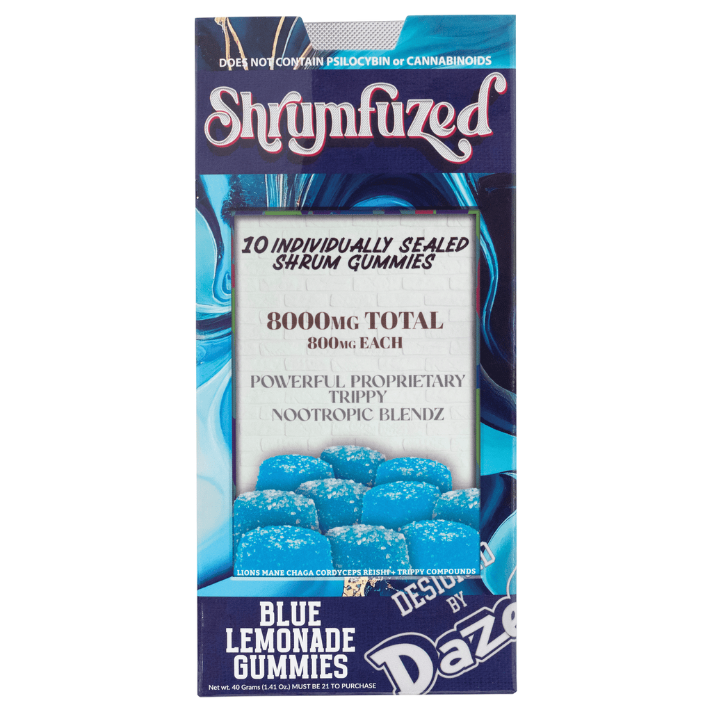 Shrumfuzed Mushroom Gummies - 8000mg Nootropic Trippy Blendz 10pk - Blue Lemonade - HempWholesaler.com