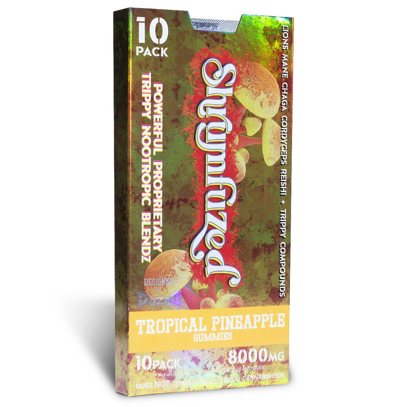 Shrumfuzed Mushroom Gummies - 8000mg Nootropic Trippy Blendz 10pk - Tropical Pineapple - HempWholesaler.com