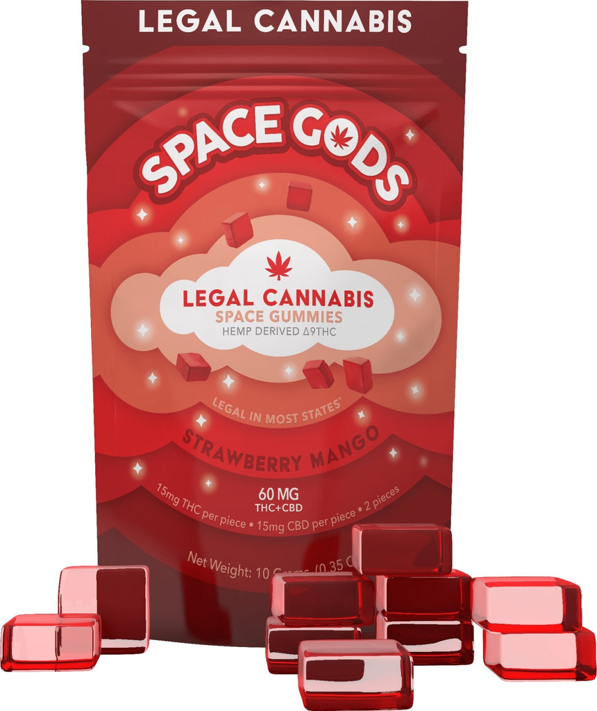 Space Gods Delta 9 Gummies - Single 10 pack - 300mg - Strawberry Mango - Bandit Distribution