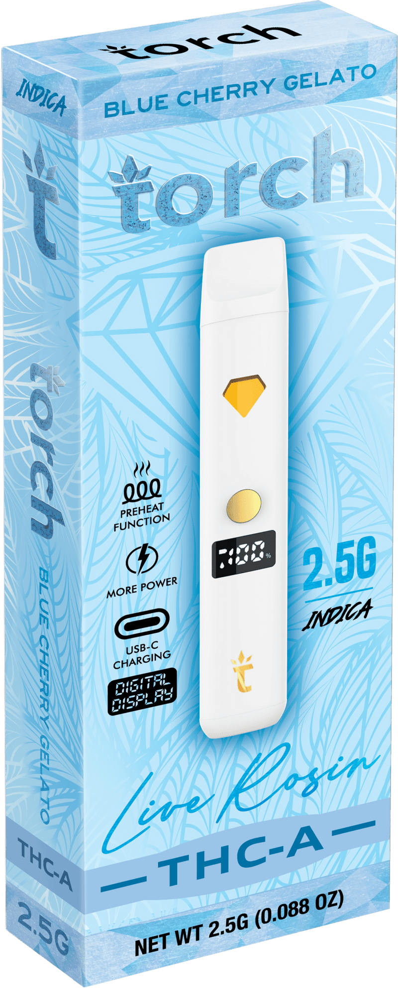 Torch 2.5G THC-A Live Rosin Disposable - Blue Cherry Gelato (Indica) - HempWholesaler.com