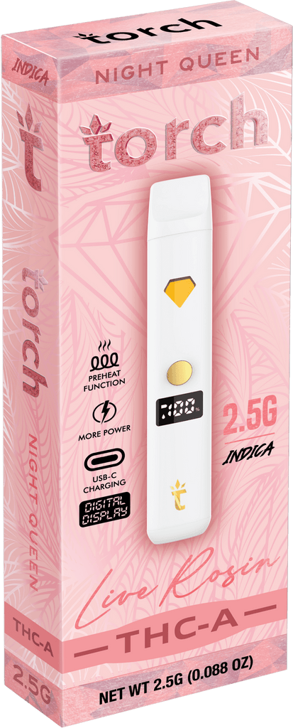 Torch 2.5G THC-A Live Rosin Disposable - NIght Queen (Indica) - HempWholesaler.com