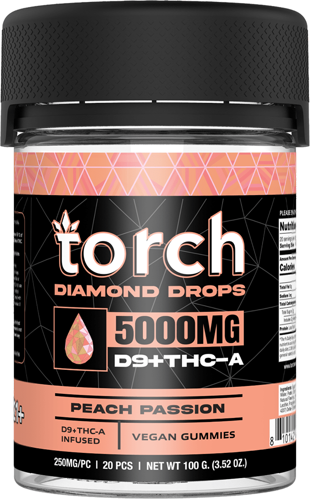 Torch 5000mg Diamond Drops D9+THCa Gummies - Peach Passion - HempWholesaler.com