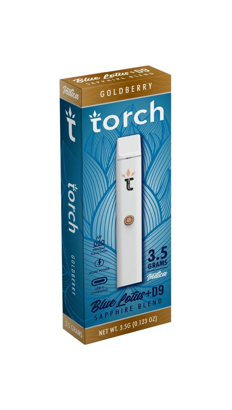 Torch Blue Lotus + D9 Sapphire Blend 3.5G Disposable - Goldberry Bandit Distribution Torch Blue Lotus + D9 Sapphire Blend 3.5G Disposable - Goldberry Bandit Distribution