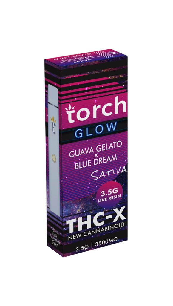Torch Glow THC-X 3.5G Disposable Vape - 10 Strains - 3500mg Guava Gelato/Blue Dream (Sativa)