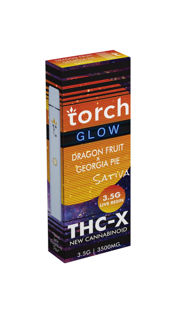Torch Glow THC-X 3.5G Disposable Vape - 10 Strains - 3500mg Dragon Fruit/Georgia Pie (Sativa)