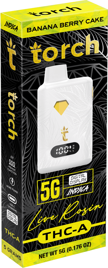 Torch Live Rosin THCa 5g Digital Display Disposables - Banana Berry Cake - HempWholesaler.com