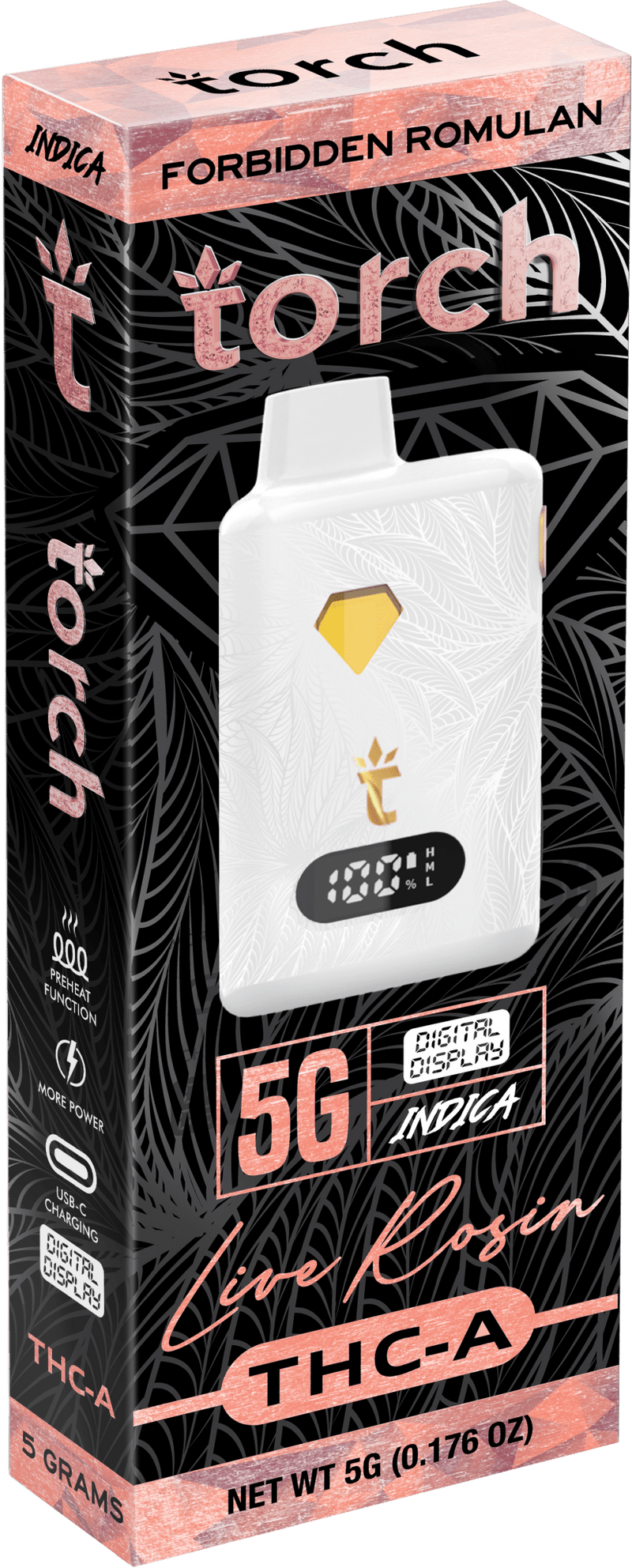 Torch Live Rosin THCa 5g Digital Display Disposables - Forbidden Romulan - HempWholesaler.com