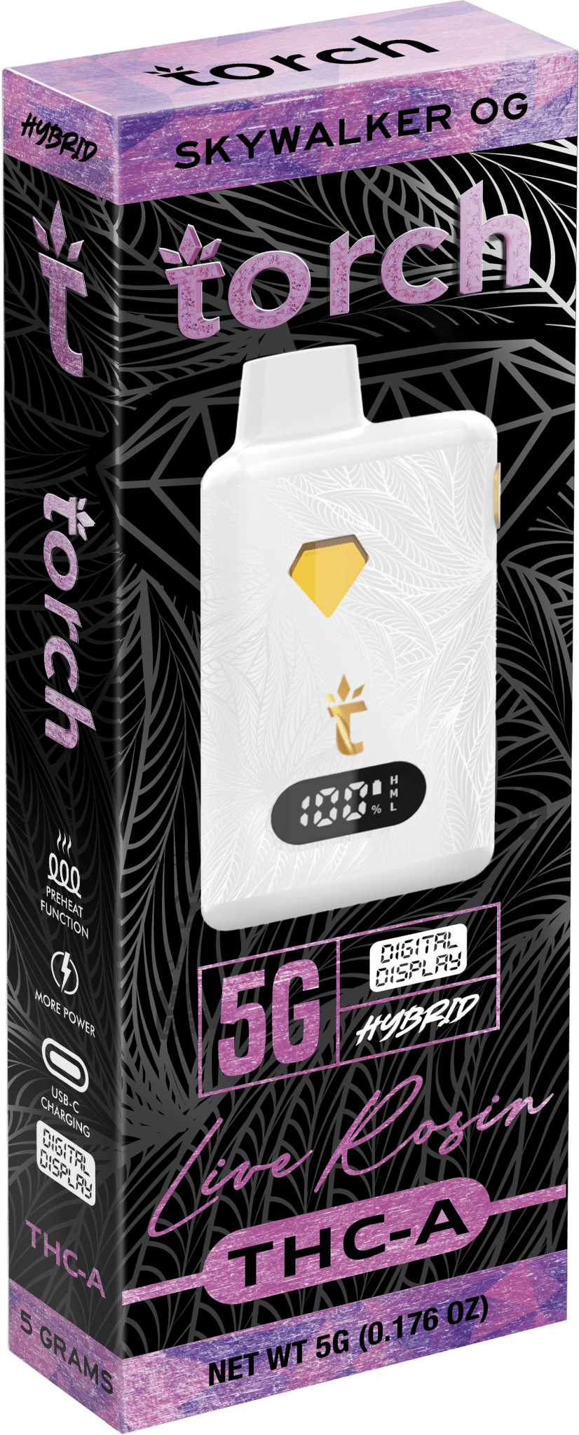 Torch Live Rosin THCa 5g Digital Display Disposables - Skywalker OG   Bandit Distribution