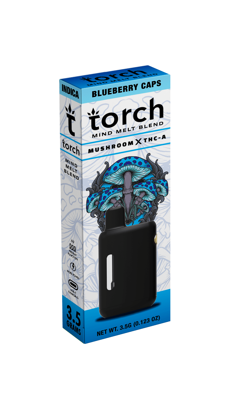 Torch Mind Melt 3.5g Black Series Mushrooms x THCA Disposable - Blueberry Caps - HempWholesaler.com
